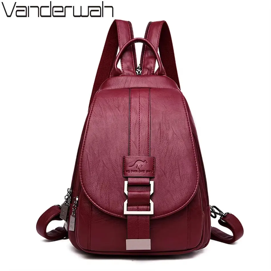 New Arrived Women Anti Theft Backpack Quality Leather School Shoulder Multifunction Backpack