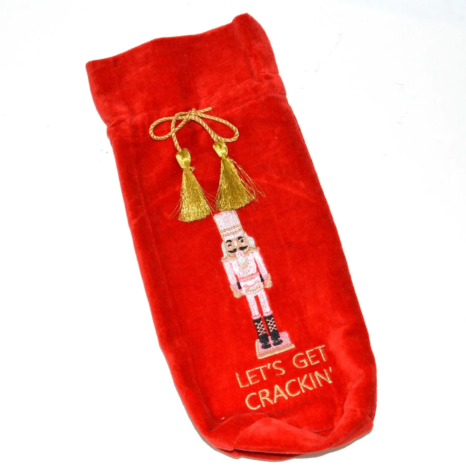 OAK Nutcracker Embroidered Red Wine Bag