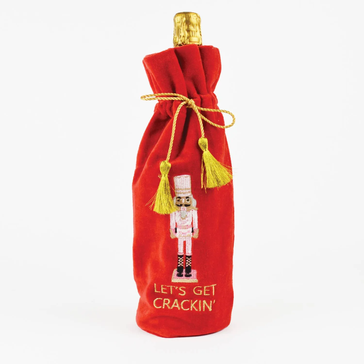 OAK Nutcracker Embroidered Red Wine Bag