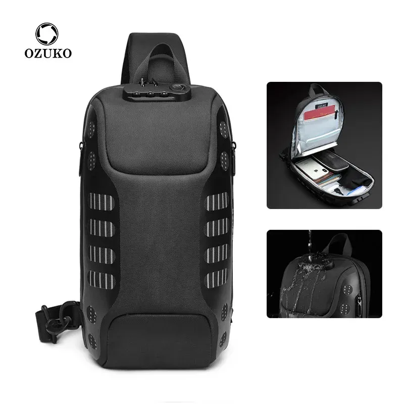 OZUKO Sling Bag Anti-theft Shoulder Crossbody Waterproof Chest Backpack with USB Charging Port