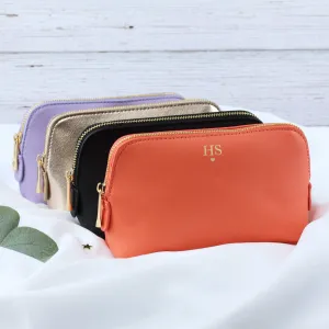 Personalised Medium PU Leather Make Up Bag with Initials & Heart