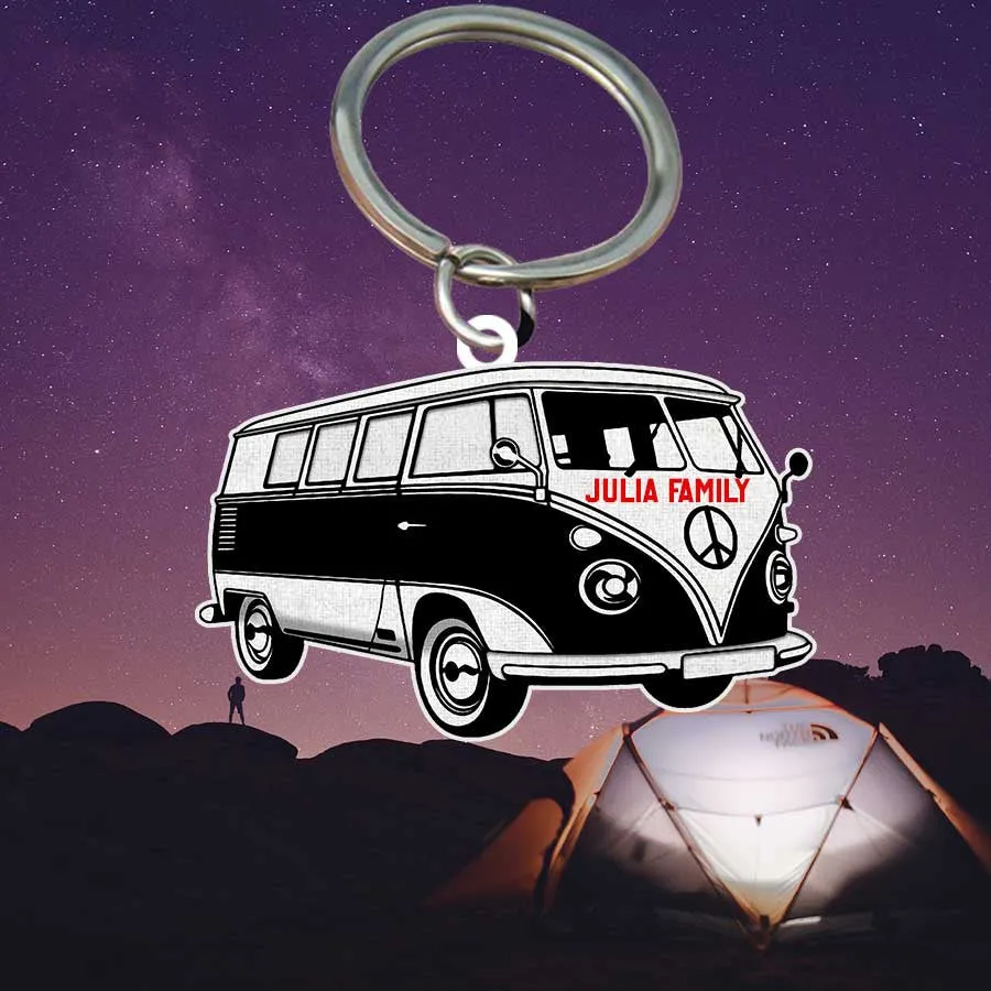 Personalized Camping Keychain, Vintage Camper Flat Acrylic Keychain for Camper