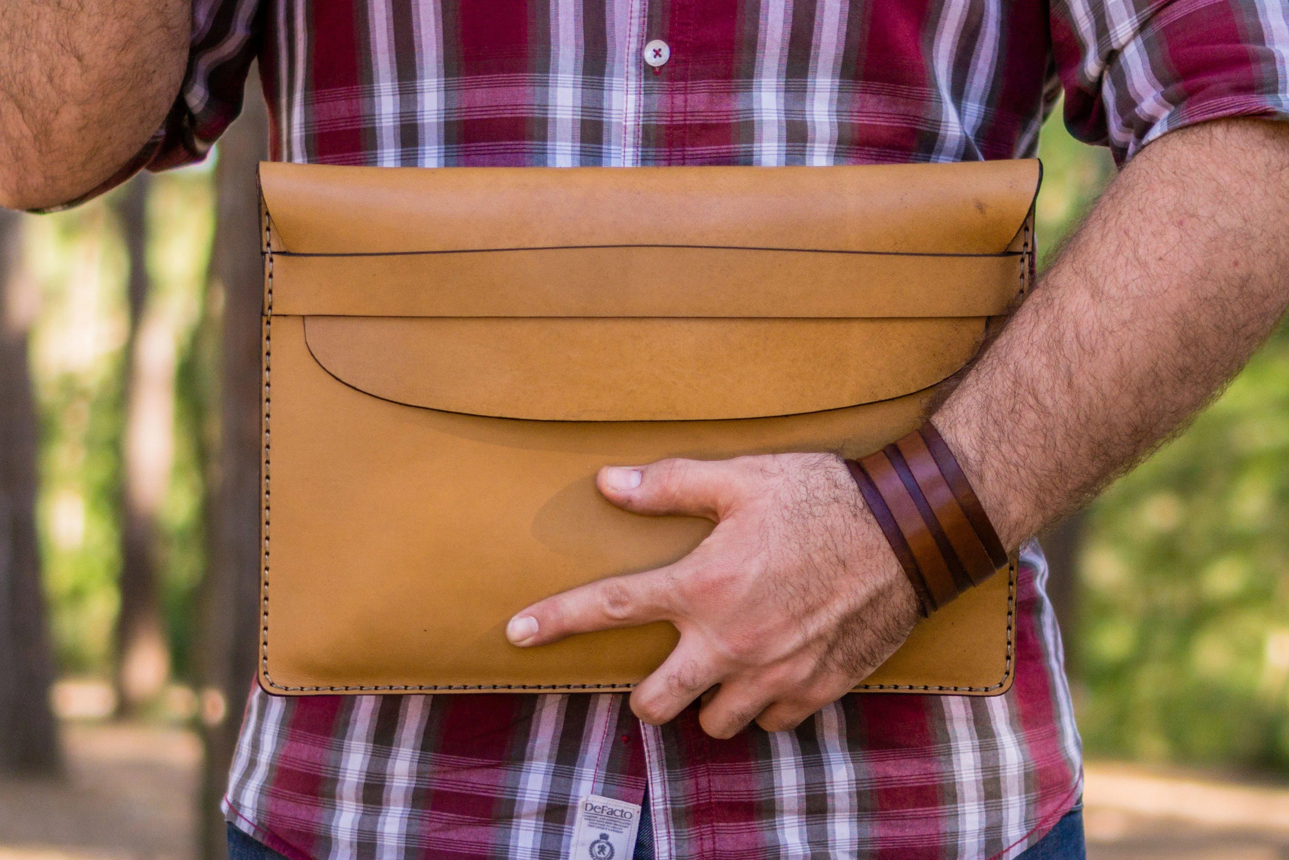 Personalized Leather MacBook Sleeves - Natural