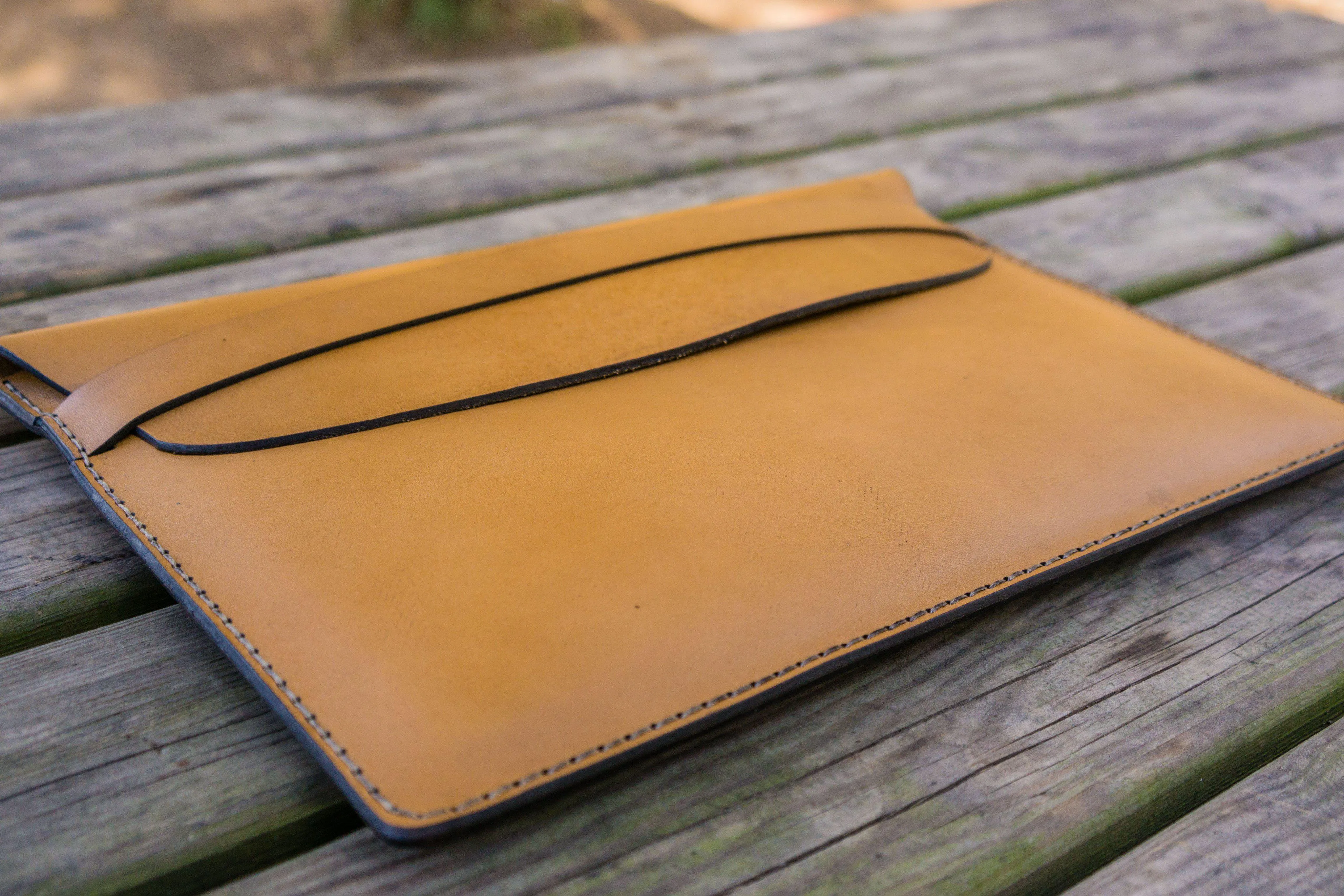 Personalized Leather MacBook Sleeves - Natural