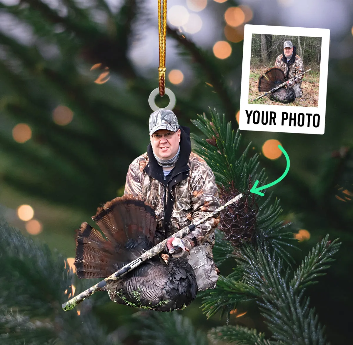 Personalized Photo Acrylic Ornament – Gift For Turkey Hunting Lover