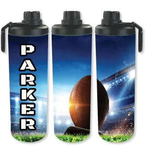 Personalized Sports 30oz Double Walled Stainless Steel Bottle - Football