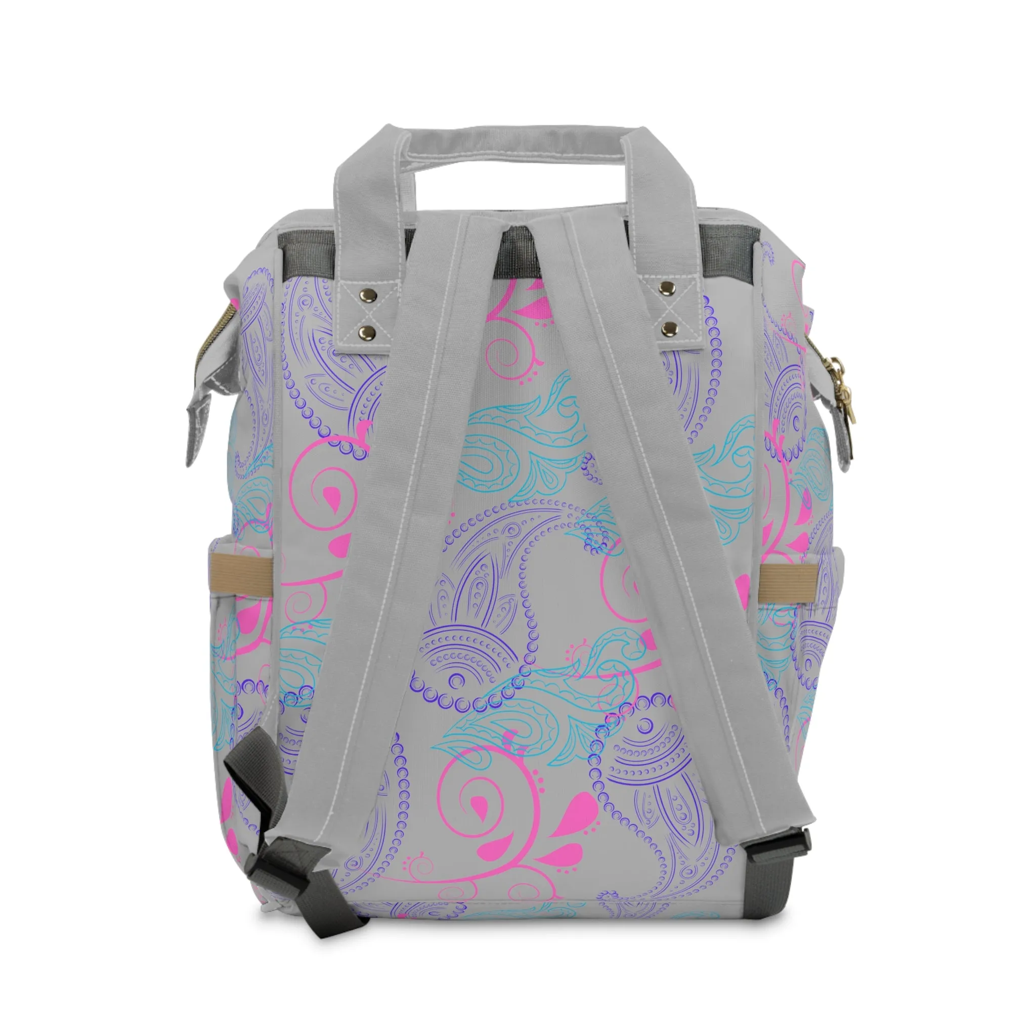 Purple and Turquoise Paisley Multifunctional Diaper Backpack