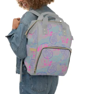 Purple and Turquoise Paisley Multifunctional Diaper Backpack