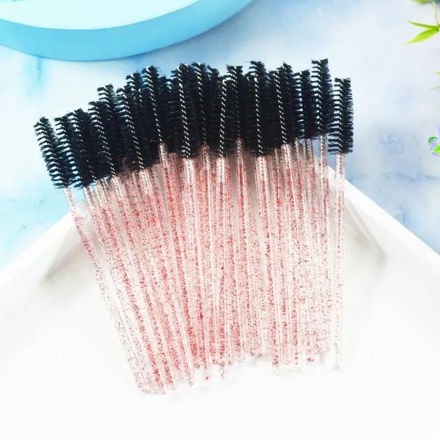 QSTY 50Pcs Eyelash Brushes Makeup Brushes Disposable Mascara Wands Applicator Spoolers Eye Lashes Cosmetic Brush Makeup Tools