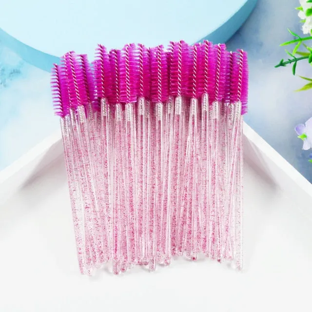 QSTY 50Pcs Eyelash Brushes Makeup Brushes Disposable Mascara Wands Applicator Spoolers Eye Lashes Cosmetic Brush Makeup Tools