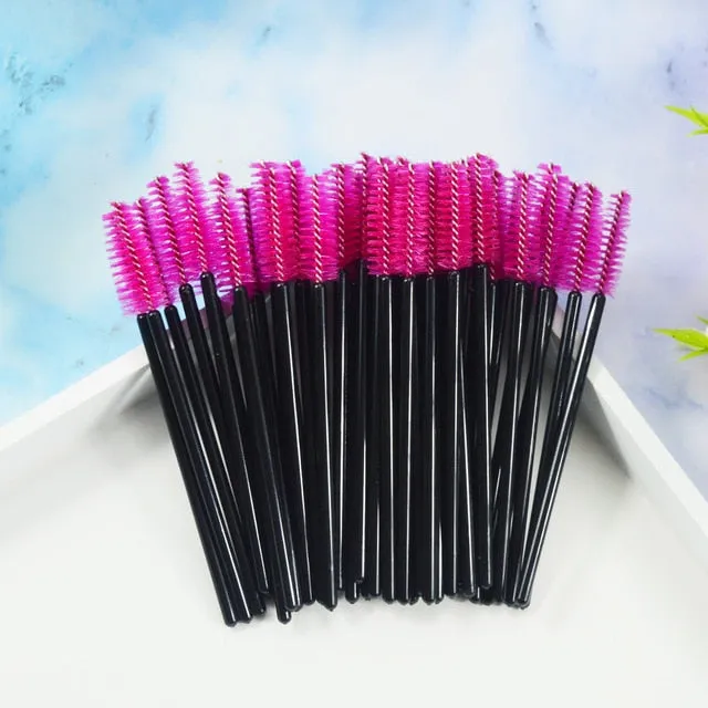 QSTY 50Pcs Eyelash Brushes Makeup Brushes Disposable Mascara Wands Applicator Spoolers Eye Lashes Cosmetic Brush Makeup Tools