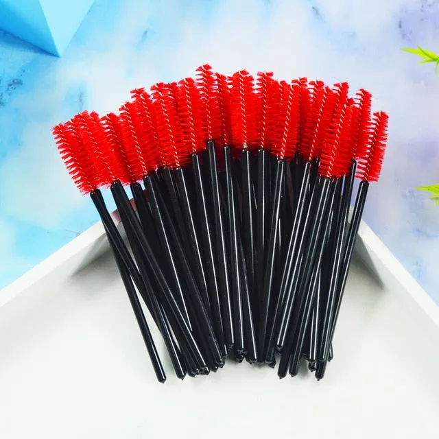 QSTY 50Pcs Eyelash Brushes Makeup Brushes Disposable Mascara Wands Applicator Spoolers Eye Lashes Cosmetic Brush Makeup Tools