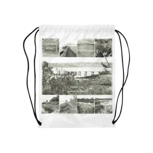 Rangitoto Island Black and White Drawstring Bag