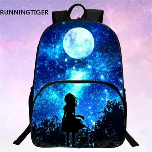 RUNNINGTIGER Children School Bags Galaxy / Universe / Space 24 Colors Printing Backpack For Teeange Girls Boys Star Schoolbags