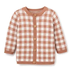 Rust Gingham Cardigan