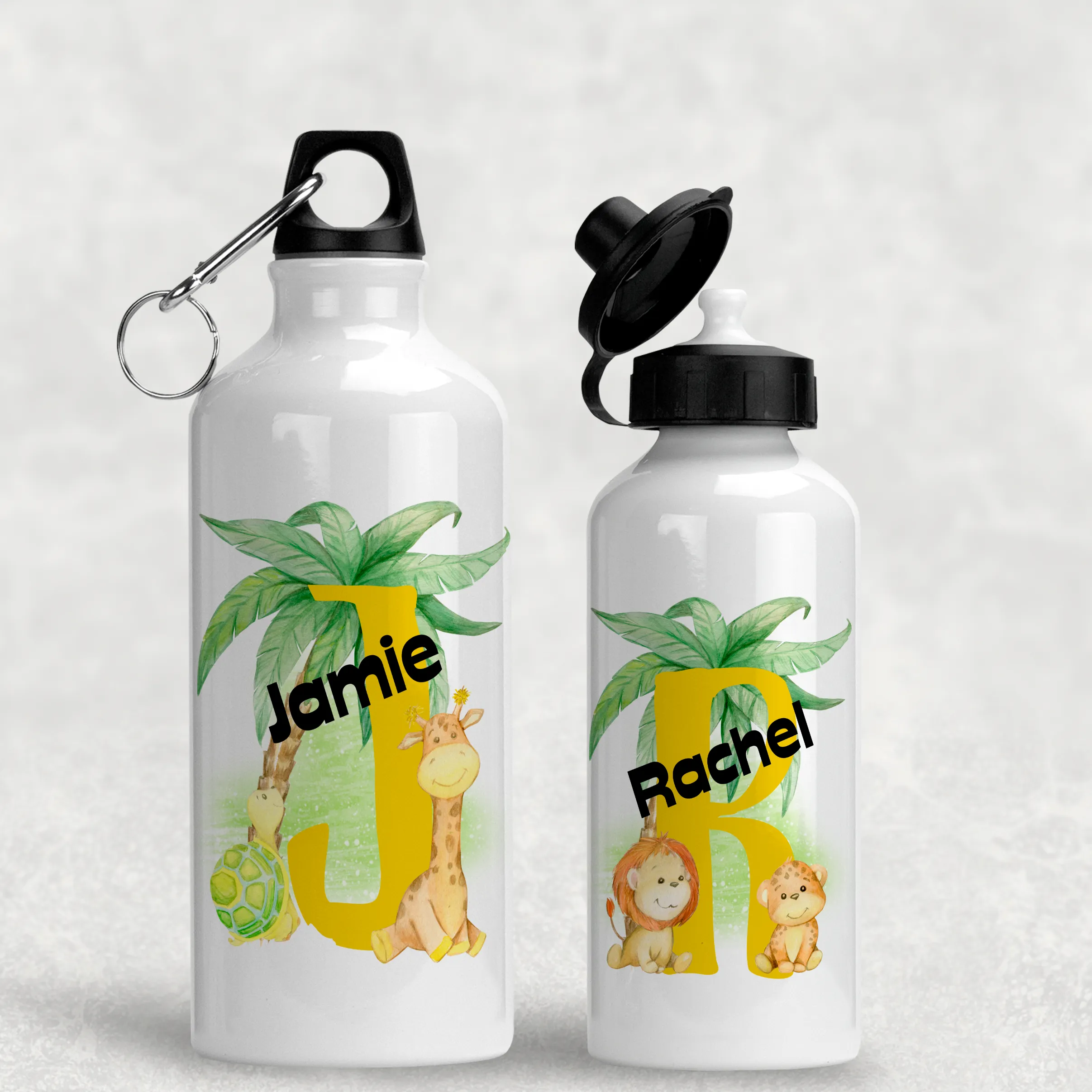 Safari Alphabet Personalised Aluminium Water Bottle 400/600ml