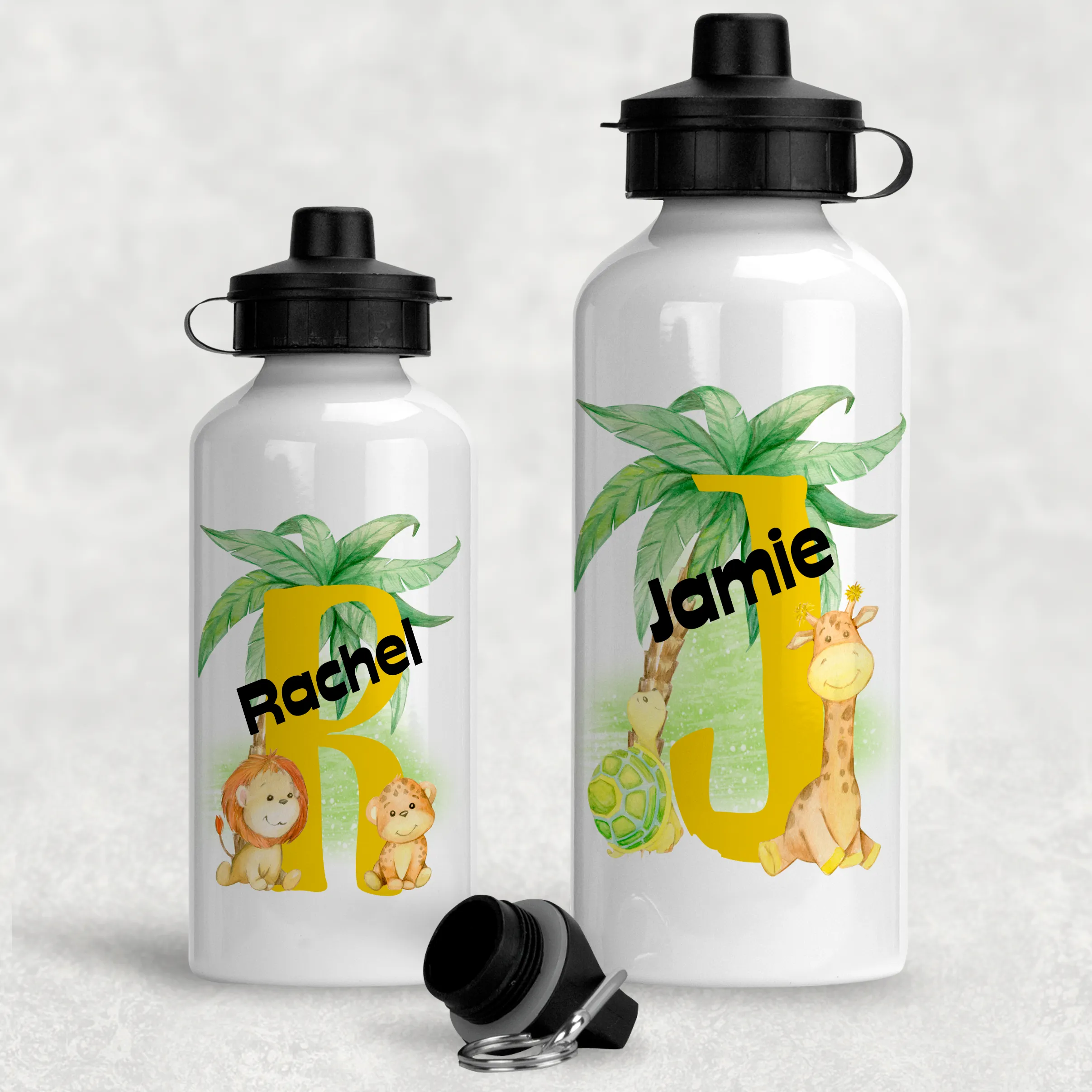 Safari Alphabet Personalised Aluminium Water Bottle 400/600ml