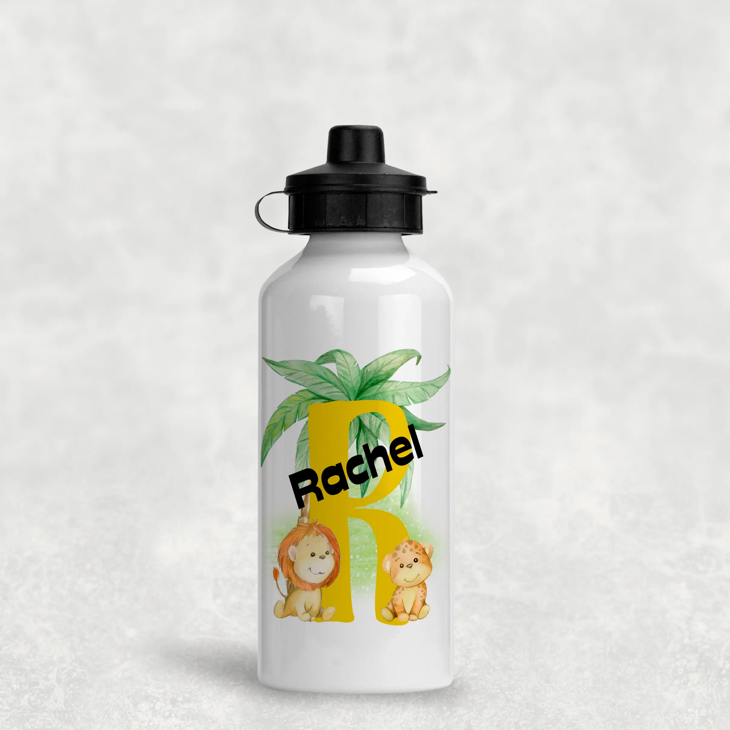 Safari Alphabet Personalised Aluminium Water Bottle 400/600ml