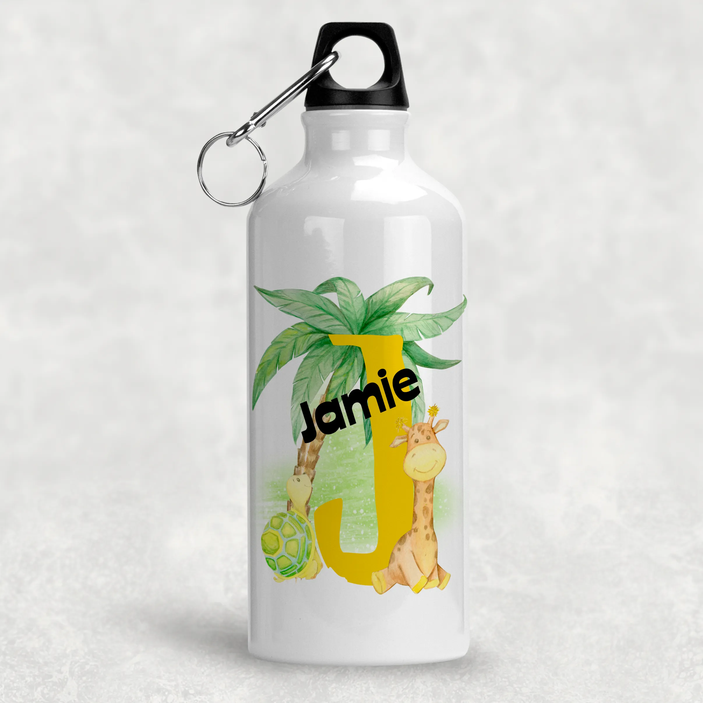 Safari Alphabet Personalised Aluminium Water Bottle 400/600ml