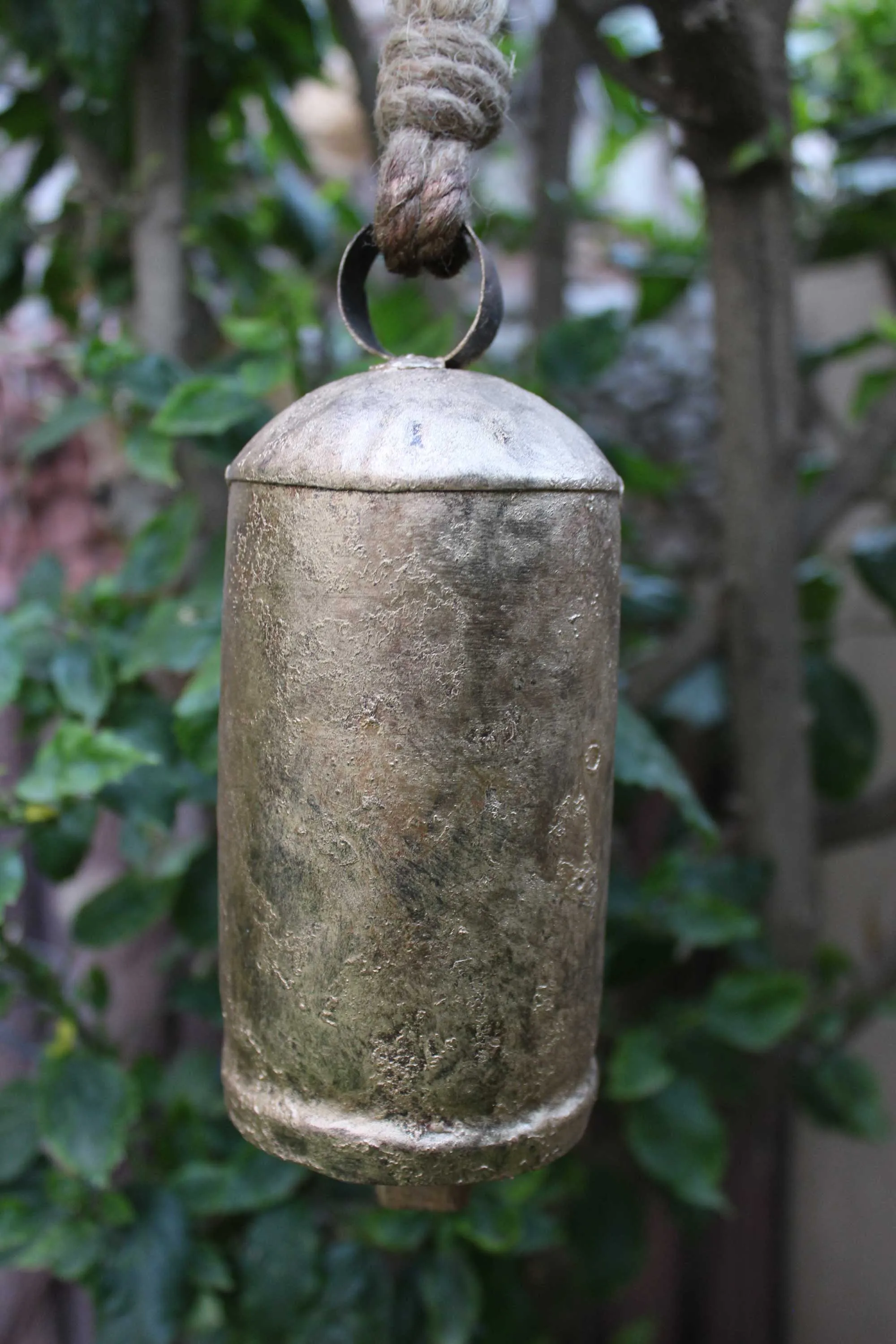 Shabby Chic Recycled Iron Rustic Antique Look bell 8" Inches H with wooden clapper inside