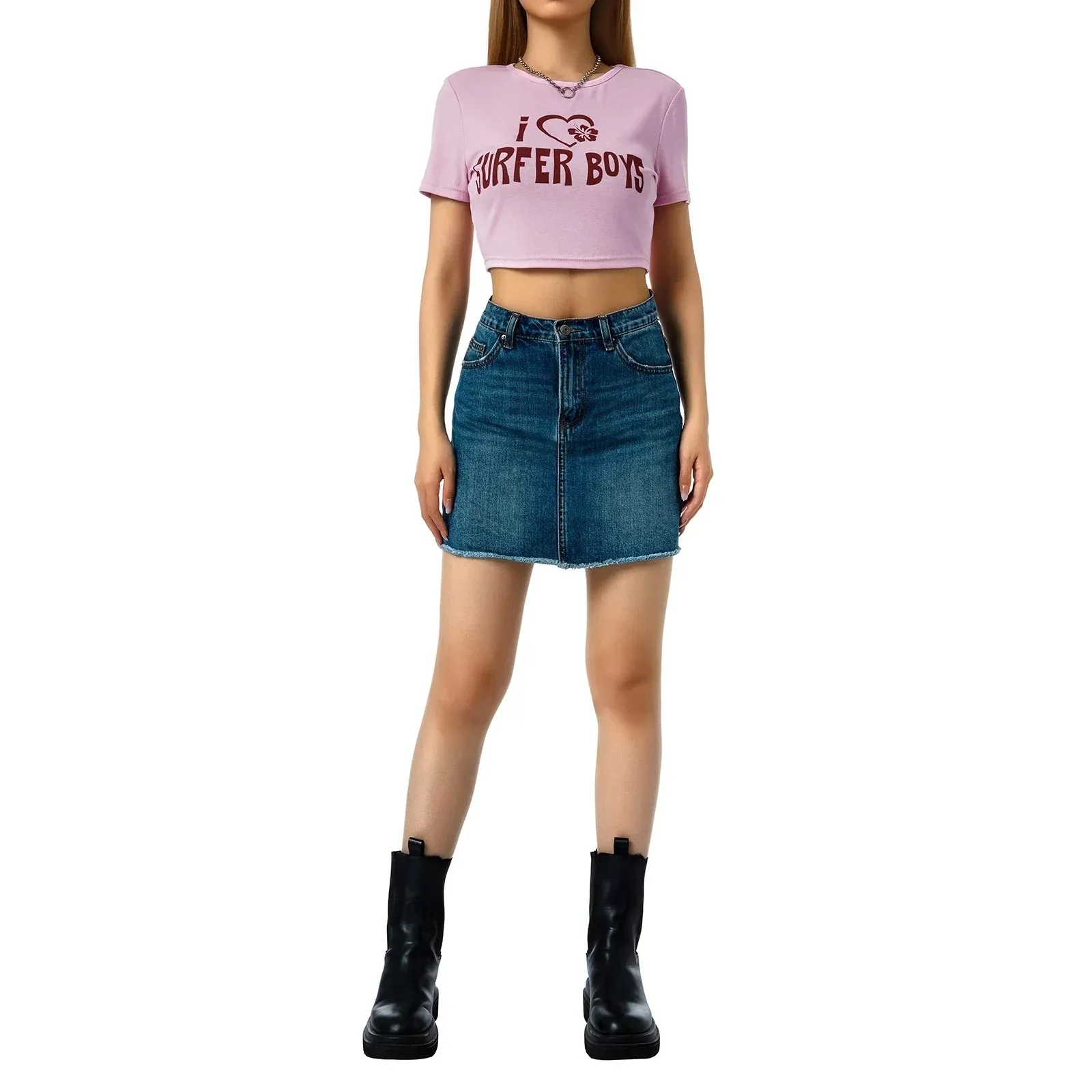 Short Sleeve Stretchy Slim Fit Novelty Letter Print Crew Neck Basic T-shirt