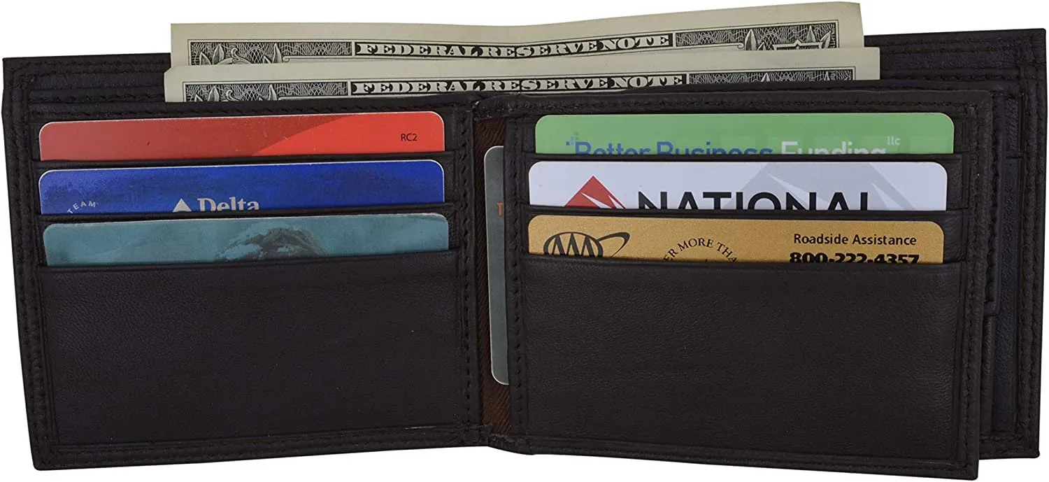 Swiss Marshall RFID Blocking Men's Bifold Premium Leather Credit Card ID Holder Wallet with Coin Pouch