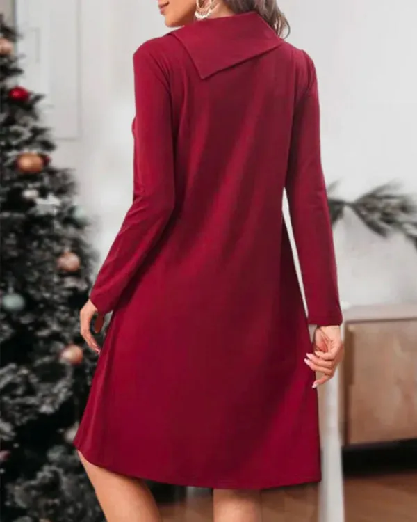 TastyHottie - Solid Color Button Elegant Dress