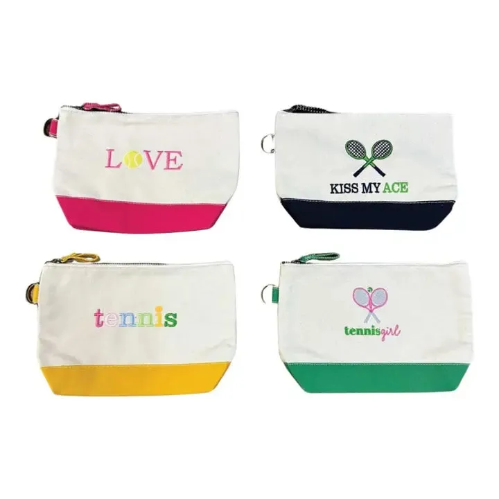 TENNIS MULTI COLOR Embroidered Zip Pouch