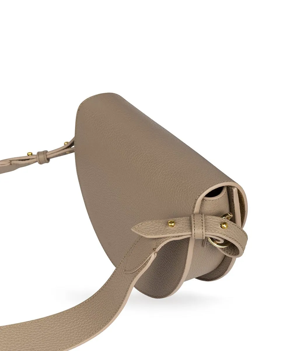 Textured Leather Saddle bag - Taupe