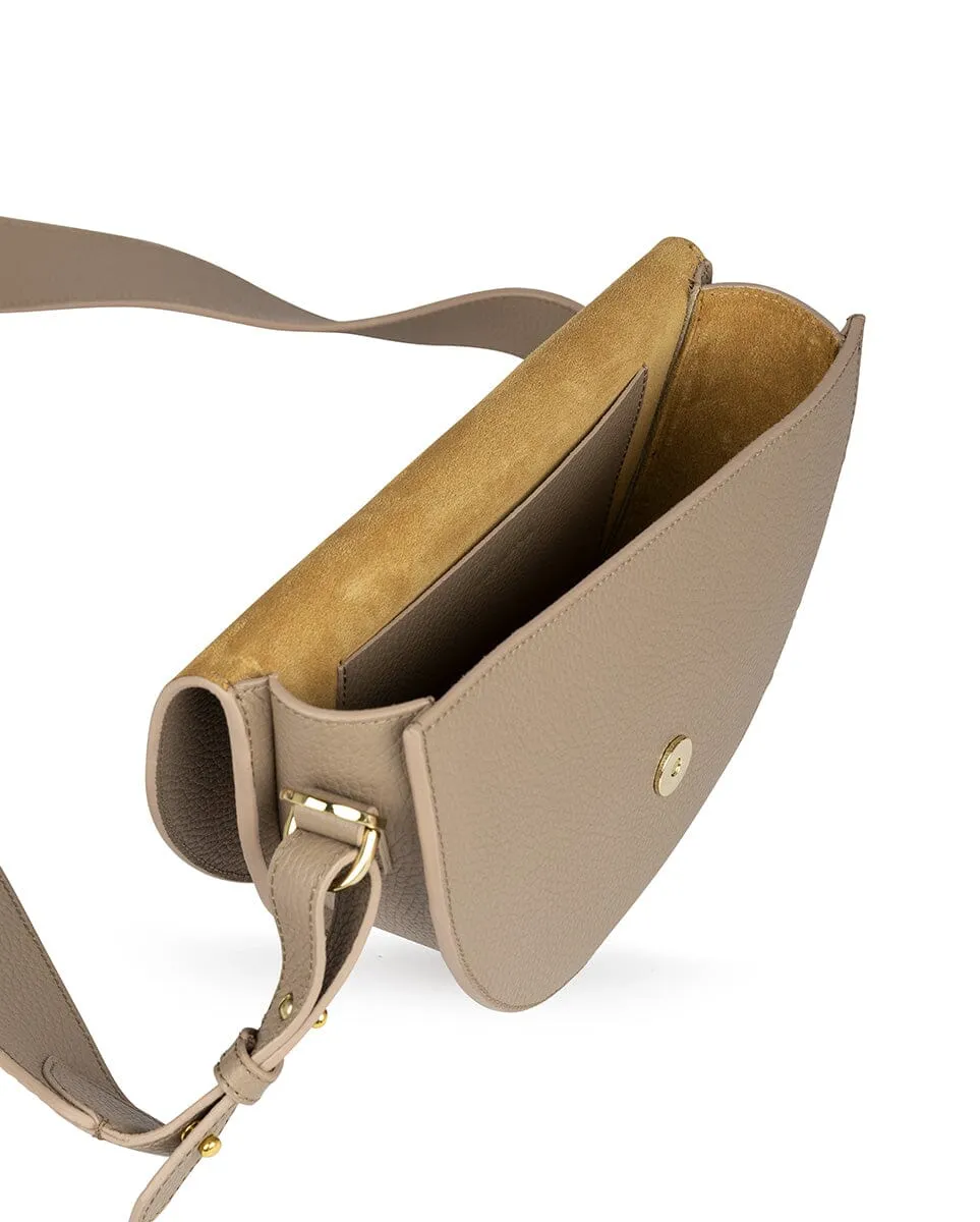 Textured Leather Saddle bag - Taupe