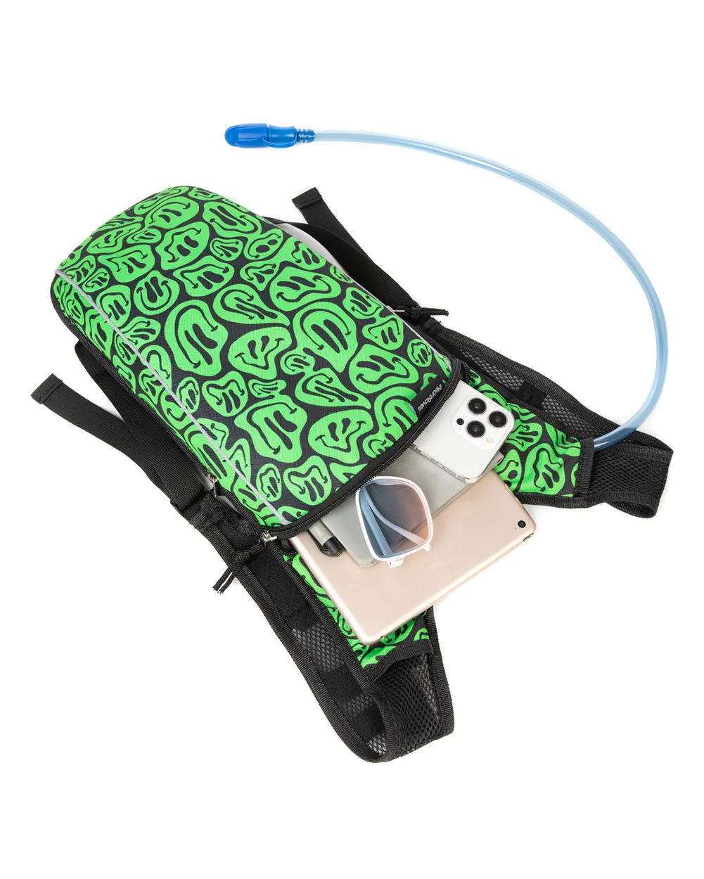 Trippy Stuff UV Reactive Hydration Pack with Back Pocket for Anti-Theft