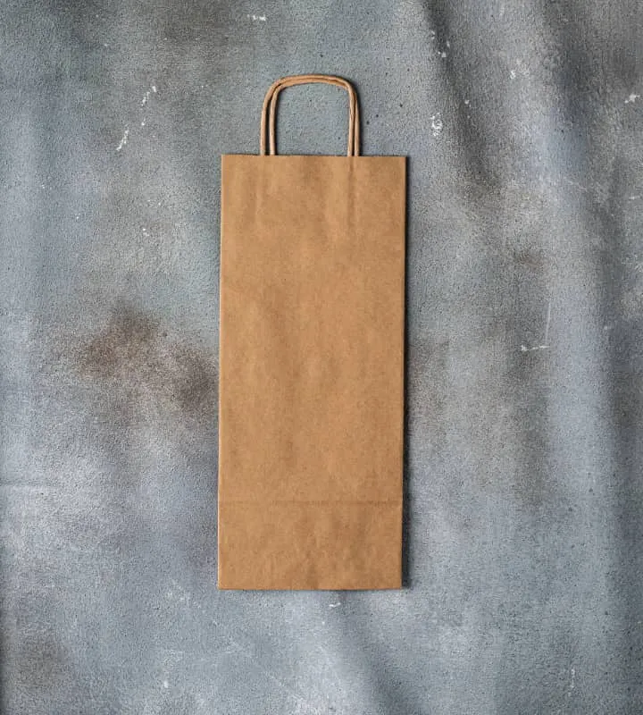 Twisted Handle Kraft Bottle Bag - Brown 160x80x390mm