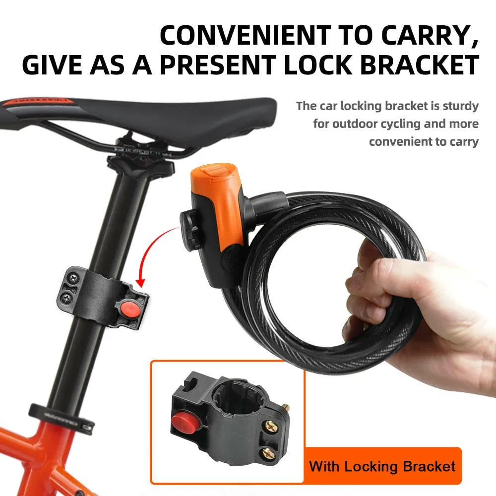 Universal Mountain Bike Cable Lock Key Fixed Secure Anti Theft with Mounting Bracket Scooter Bicycle Lock Portable Steel