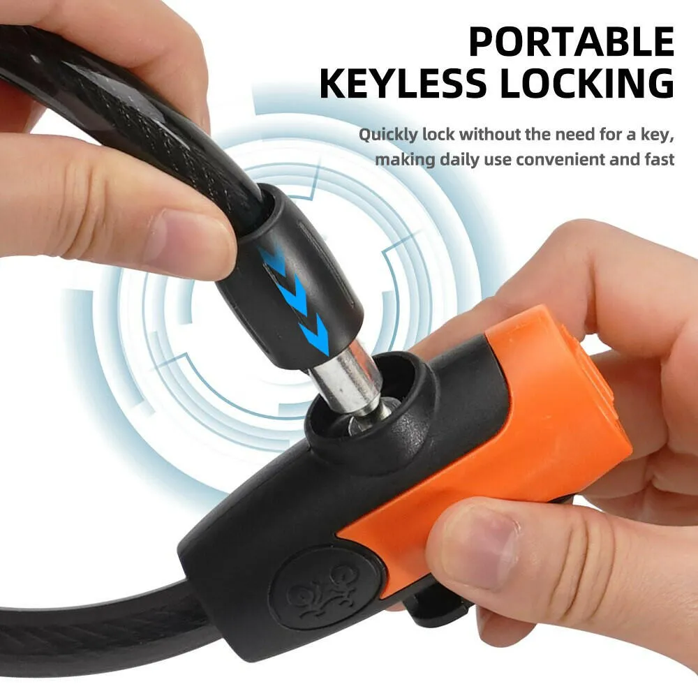 Universal Mountain Bike Cable Lock Key Fixed Secure Anti Theft with Mounting Bracket Scooter Bicycle Lock Portable Steel