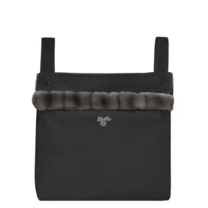 Uzturre Black Leather/Fur Diaper Bag