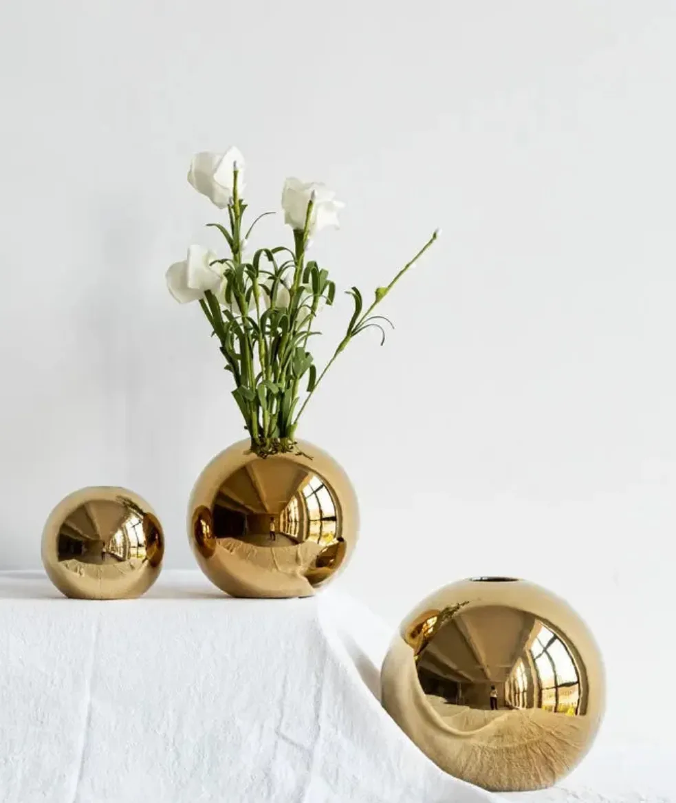 Vase boule doré en céramique Déco très chic ! (3 tailles)