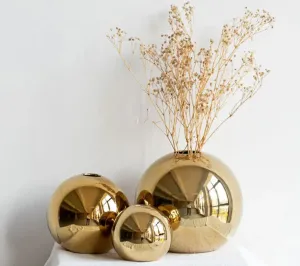 Vase boule doré en céramique Déco très chic ! (3 tailles)