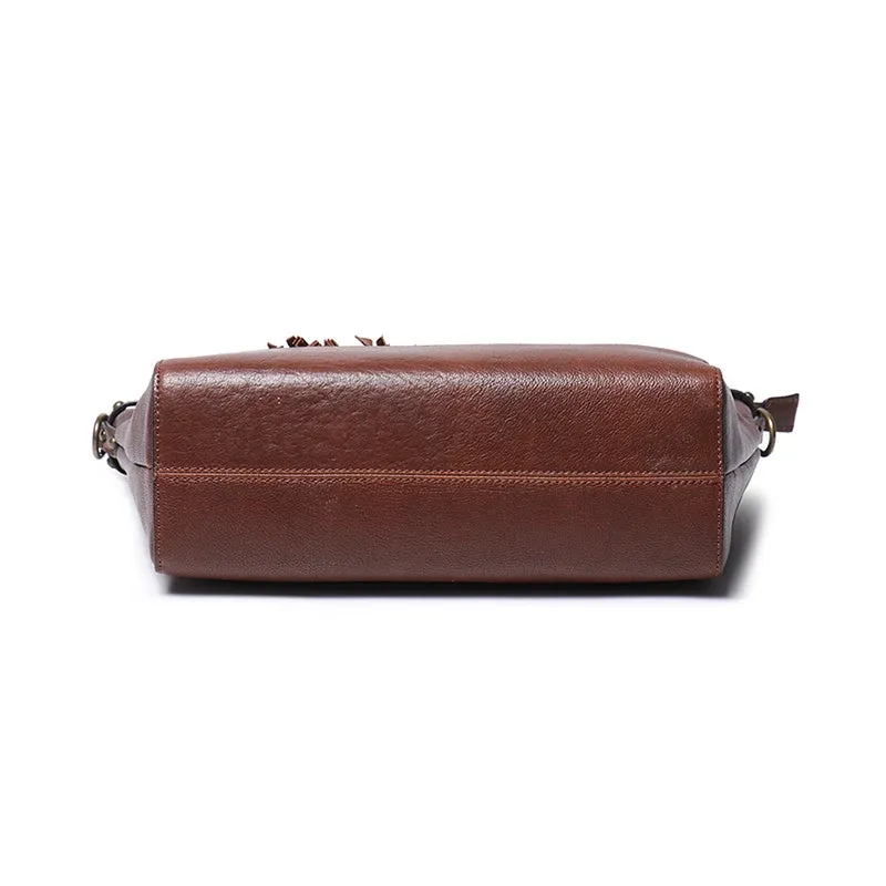 Vegetable Tanned Leather Crossbody Tote