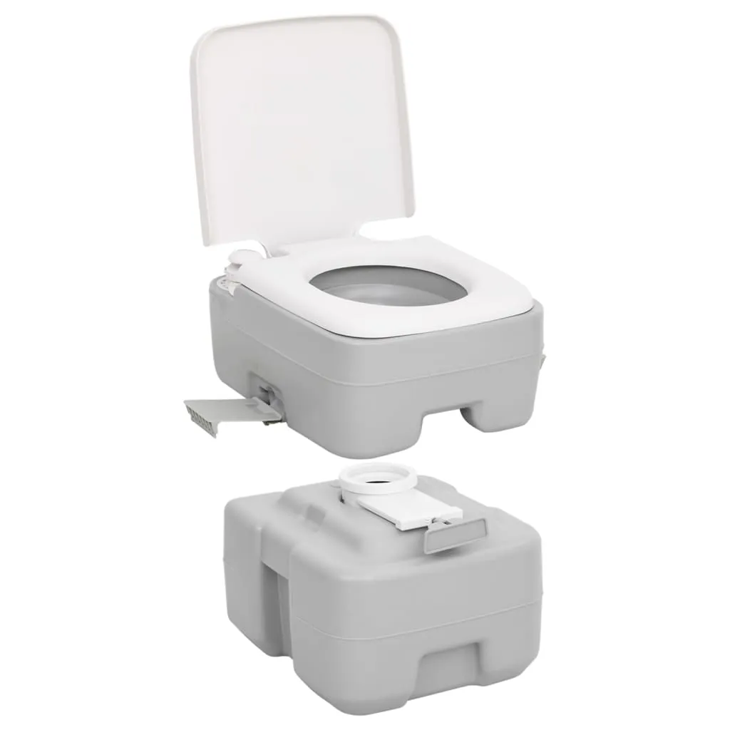 vidaXL Portable Camping Toilet Grey and White 20 10 L HDPE