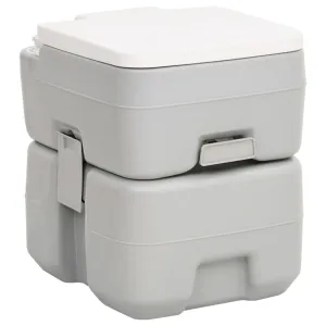 vidaXL Portable Camping Toilet Grey and White 20 10 L HDPE