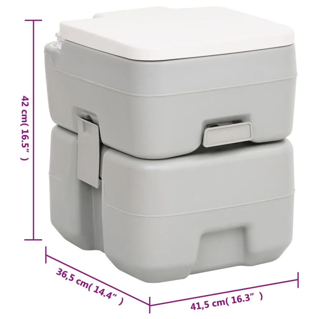 vidaXL Portable Camping Toilet Grey and White 20 10 L HDPE