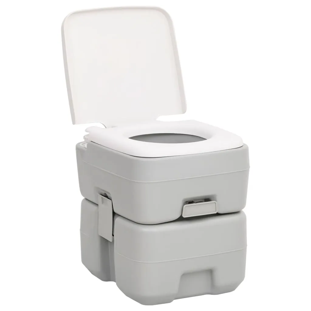 vidaXL Portable Camping Toilet Grey and White 20 10 L HDPE