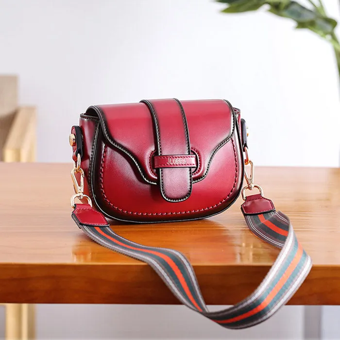 Vintage Leather Womens Small Crossbody Bags Saddle Bag for Women