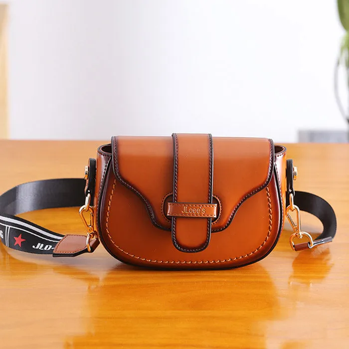 Vintage Leather Womens Small Crossbody Bags Saddle Bag for Women