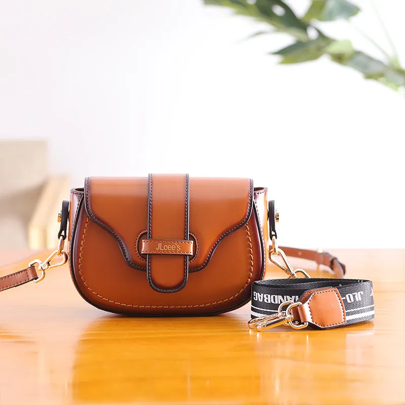 Vintage Leather Womens Small Crossbody Bags Saddle Bag for Women