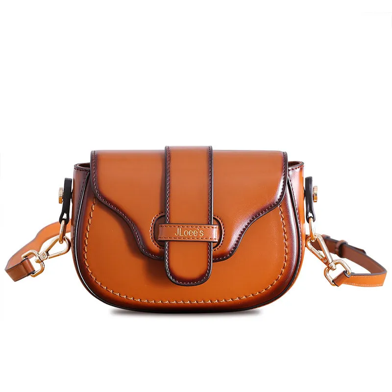 Vintage Leather Womens Small Crossbody Bags Saddle Bag for Women