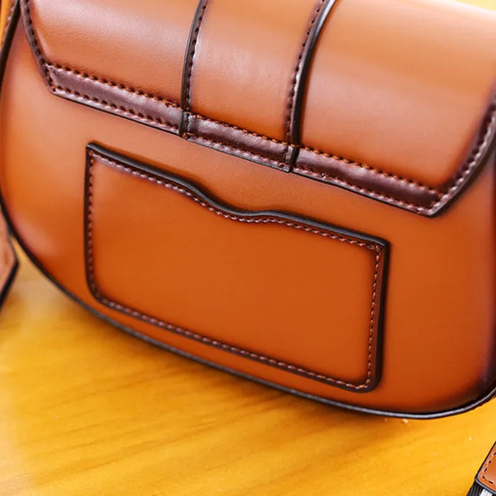 Vintage Leather Womens Small Crossbody Bags Saddle Bag for Women