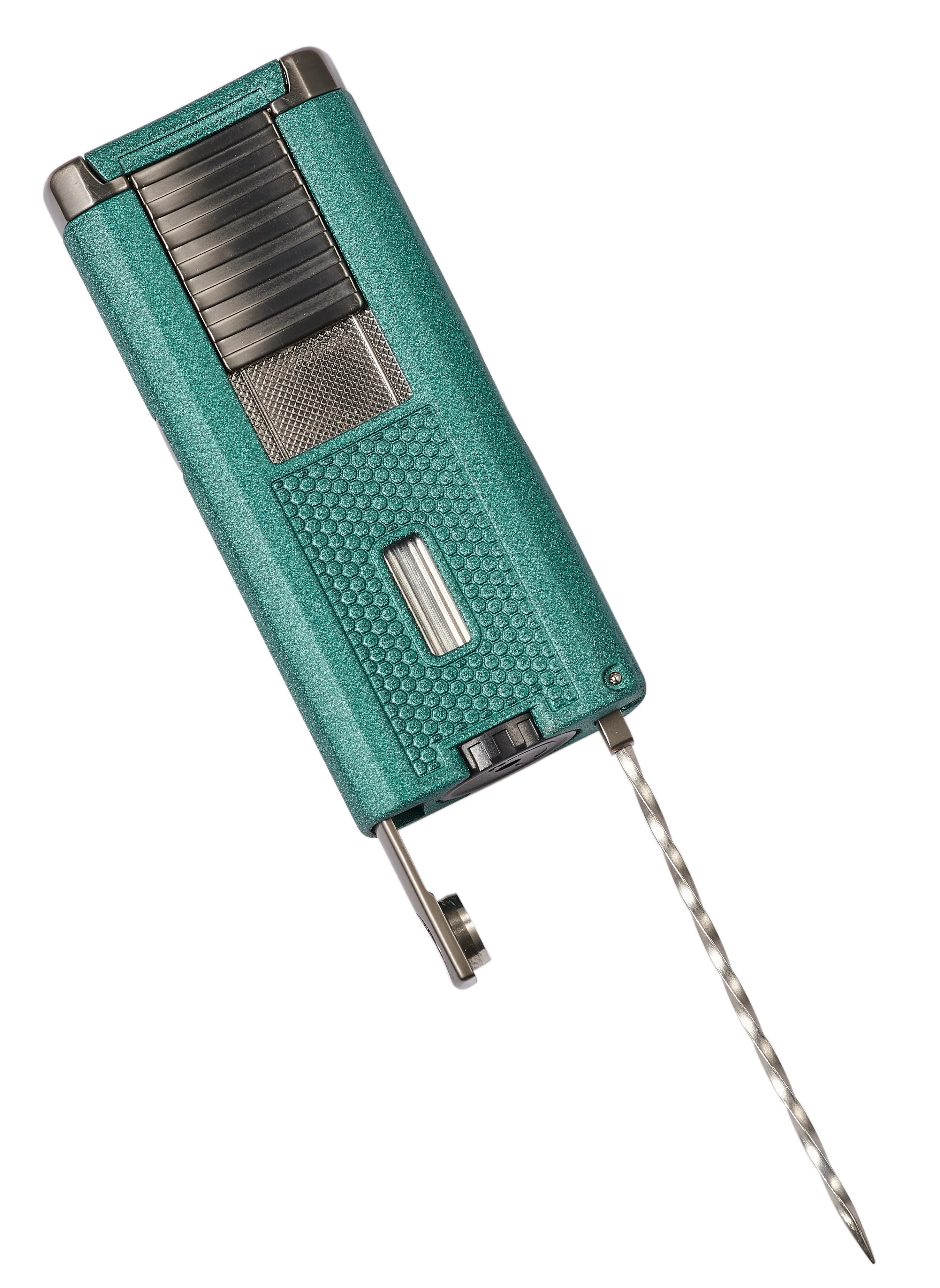 Visol Striker Triple Torch Flame Lighter with Cigar Poker - Green