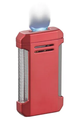 Visol Vinson Flat Torch Flame Lighter with Cigar Punch - Red