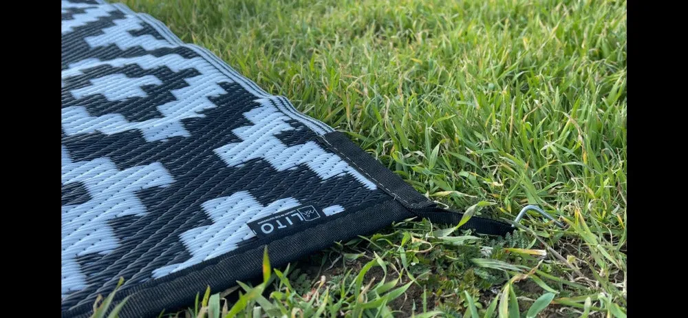 Waterproof Outdoor Camping Rug  - Reversible, Black and White